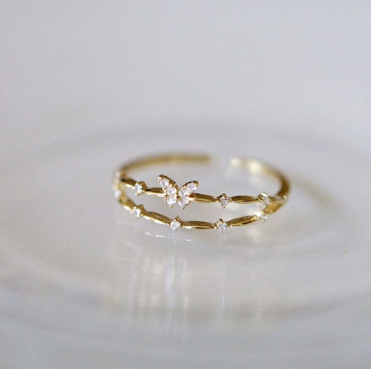 925 Sterling Silver Adjustable Butterfly Ring